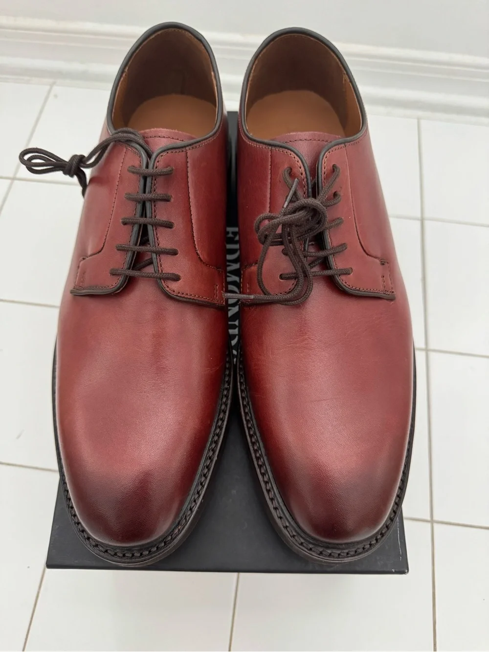 Allen Edmonds Plain-Toe Derby in Chili Leather